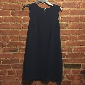 J Crew Navy Scalloped Dress